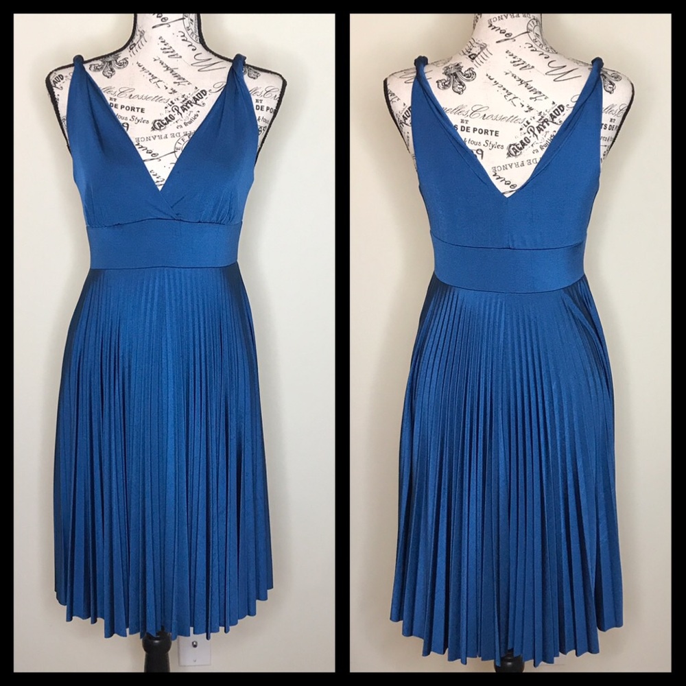 Soprano • Pleated Deep V Neck Dress